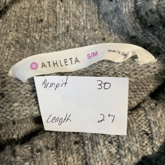Athleta Sweater Donegal Passage Turtleneck Oversized Poncho Gray SZ Small Medium - Picture 2 of 10